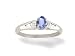 14K White Gold Genuine Oval Tanzanite and Diamond Ring
