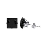 4 MM Princess Cut Black Cubic Zirconia .925 Sterling Silver Post Stud Earrings
