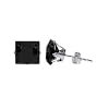 Nickel Free 4mm Princess Cut Black Cubic Zirconia .925 Sterling Silver Post Stud Earrings