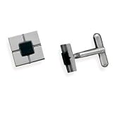 Square Tungsten Carbide Cuff Links with Black Onyx Center