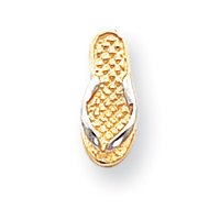 14k and Rhodium Flip Flop Earrings - Measures 8x6mm - JewelryWeb