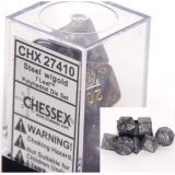 Chessex Dice: Polyhedral 7-Die Leaf Dice Set - Steel w/gold OOP - Out of Print