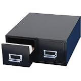Major Metalfab 16in. Card File Box, Double Drawer, 4in. x 6in., Black