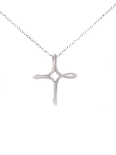 Sterling Silver Polished Cross Necklace with 18 inch Rolo Chain