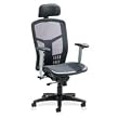 Lorell Products - High Back Chair, Mesh, 20-7/8"x23-1/4"x34-3/8x42-7/8", Black - Sold as 1 EA - High-Back Mesh Chair offers a mesh back and seat with plastic-coated steel frame. Upholstered headrest adjusts in height. Arms with polyurethane arms pad adjust in height and width. Functions include pneumatic seat-height adjustment, seat glide mechanism, 360-degree swivel, tilt tension and synchronized knee tilt. High-back chair meets the CA117 fire retardant standard.