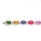 STERLING SILVER W/MULTI-COLOR CZ BRACELET 7"