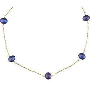 Black Pearl Station Necklace