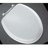 Buy Bemis 1960PCH000 Molded Wood Retro Elongated Toilet Seat with Chrome White Hinges,... by Bemis