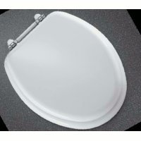 Bemis 1960PCH000 Molded Wood Retro Elongated Toilet Seat with Chrome/White Hinges, White