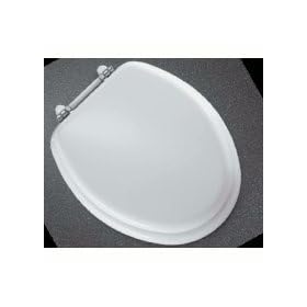 Buy Bemis 960PCH000 Molded Wood Retro Round Toilet Seat with Chrome White Hinges,... by Bemis now!