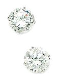 14k White Gold 7mm Round CZ Screwback Earrings - JewelryWeb
