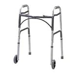 Drive Deluxe Folding Walker Two Button with 5 inch wheels - 1021010210-1
