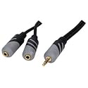 0.25m 3.5mm Stereo Jack Audio Splitter Cable (1 x Male to 2 x Female) ~ Superior Quality ~ Analogue ~ Jack to Jack (M-M) ~ 24k Gold Plated ~ Oxygen Free Copper (OFC) ~ Shielded ~ Stylish ~ Short Lead Prevents Damage to the 3.5mm Port