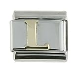 18K gold and steel Italian Charm Initial L