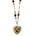 Michal Golan Shiraz Collection 24K Gold Plated Garnet-Studded Heart Locket Pendant Necklace