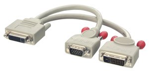 LINDY DVI-I to DVI-D + VGA Monitor Splitter Cable