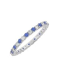 Sapphire and Diamond Eternity Bangle : 14K White Gold - 10.00 CT TGW