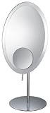 Contemporary Oval Vanity Mirror with 5X Magnification Inset - Brushed Nickel