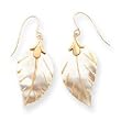 Earrings 14k Gold Mother of Pearl Leaf Dangle Earrings