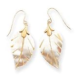 14k Mother of Pearl Leaf Dangle Earrings SE620