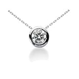 White Gold .33CT Solitaire Bezel Round Diamond Pendant