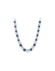 14K White Gold Sapphire Diamond Eternity Necklace 17.00 CT TGW