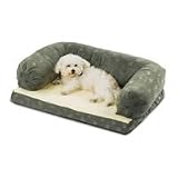 Caddis Pet Poly-Suede Beasley's Dog Bed Couch in Sage (Medium, 25W X 35L X 11H)