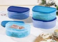Tupperware Fridge Stackables 1/2 (half) Set of 4~2 Brilliant Blue/2 Cool Aqua