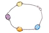 14K White Gold Semi-Precious Gems & Diamond Bracelet
