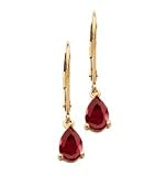 14kt. Yellow Gold, Garnet Euro Wire Earrings