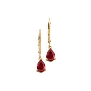 14kt. Yellow Gold, Garnet Euro Wire Earrings by