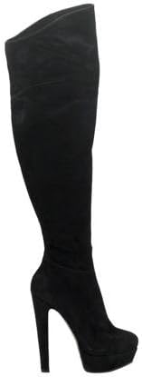 Nando Muzi Black Suede Platform Knee High Boot