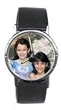 Men's Photo Watch - Create a Custom Watch From Your Favorite Photo - Silver-Tone Etched Bezel with Leather Band
