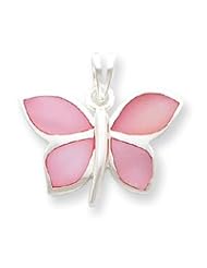Sterling Silver Pink Shell Butterfly Pendant