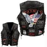 Diamond Plate Leather Vest W/ 14 PATCHES-3X