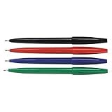 Pentel S520-C Pentel Sign Pen Stick Porous Point Pen, Blue Barrel, Blue Ink, Bold Point, Box of 12