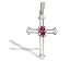 14K White Gold Genuine Oval Pink Tourmaline and Diamond Cross Pendant
