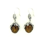 Sterling Silver Cognac Amber Earrings