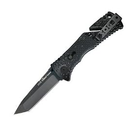 Click here to buy SOG Specialty Knives TF-7 SOG Trident Tanto, Black TiNi by SOG Knives.