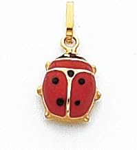 Red and Black Enameled Ladybug Charm, 14K Yellow Gold