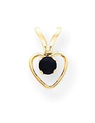 14k Yellow Gold 3mm Genuine Sapphire September Birthstone Heart Pendant and 15 Inch Necklace in Gift Box