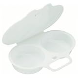 MICROWAVE EGG POACHER TRAY. TWO EGGS. DISHWASHER SAFE. QUICK / EASY. REUSABLE.