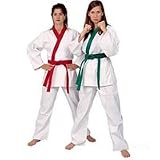 ProForce 8oz GUP Trimmed Tan Soo Do Karate Uniform - Red - Size 4