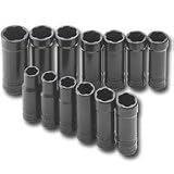 13 Pc. 3/8 Dr. SAE & Metric Turbo Deep Socket Set