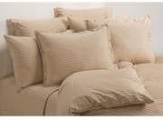 Queen Size Beige 400 Thread Count 100% Cotton Sateen Dobby Stripe Sheet Set