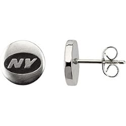 Stainless Steel New York Jets Logo Stud Earrings
