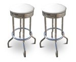 2 White Vinyl Specialty / Custom Barstools Set