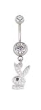 Clear and Black Dangling Bunny Belly Ring