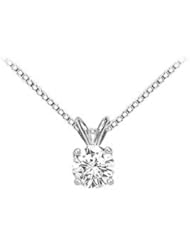 18K White Gold Prong Set Round Diamond Solitaire Pendant 1.00 CT. TDW.