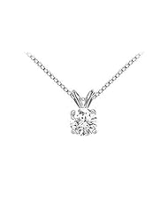 18K White Gold Prong Set Round Diamond Solitaire Pendant 1.00 CT. TDW.